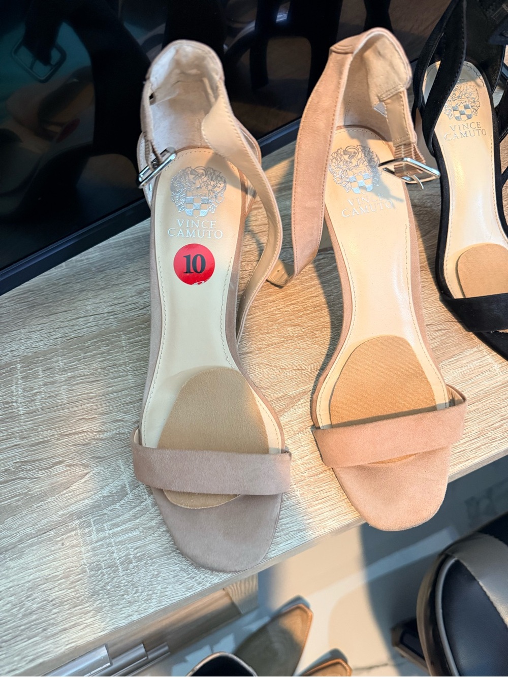 Vince Camuto Blush Suede Open-Toe Ankle Strap Heels